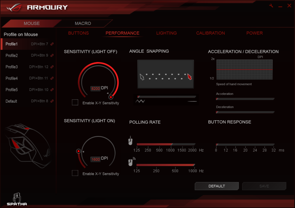 Asus ROG Spatha Wireless Mouse Armory Software Settings